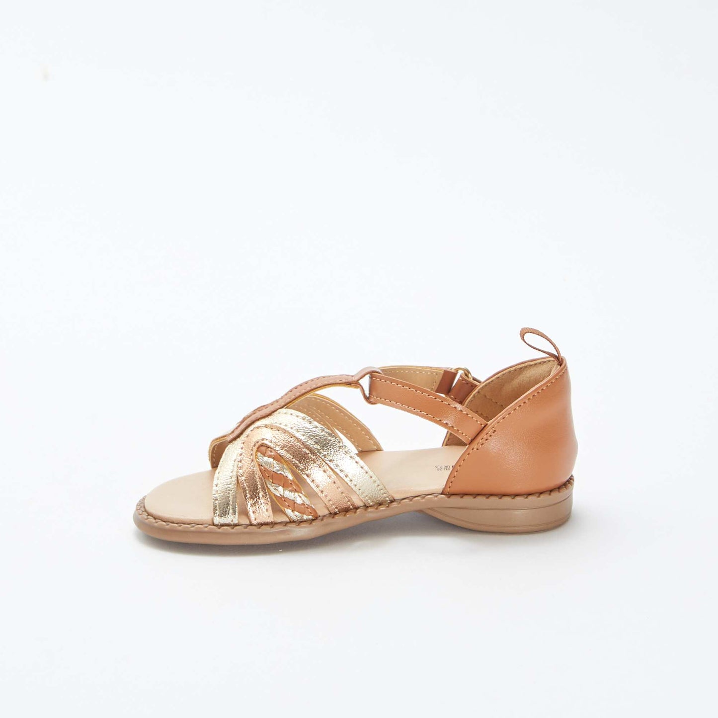 Sandales dorées et cuivrées à scratchs BEIGE