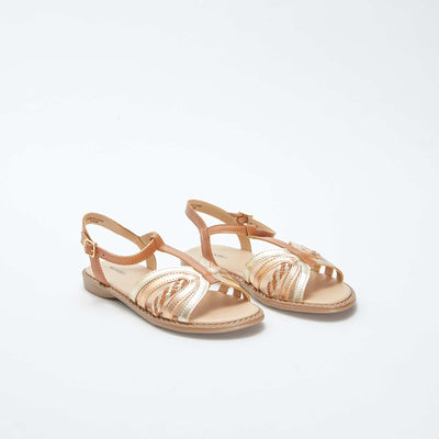 Sandales dorées et cuivrées avec fermetures à boucles BEIGE