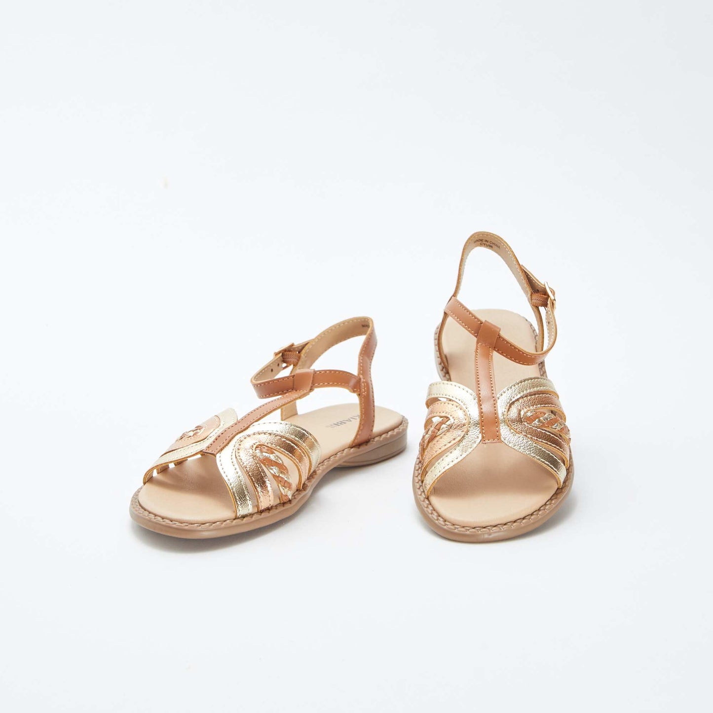 Sandales dorées et cuivrées avec fermetures à boucles BEIGE