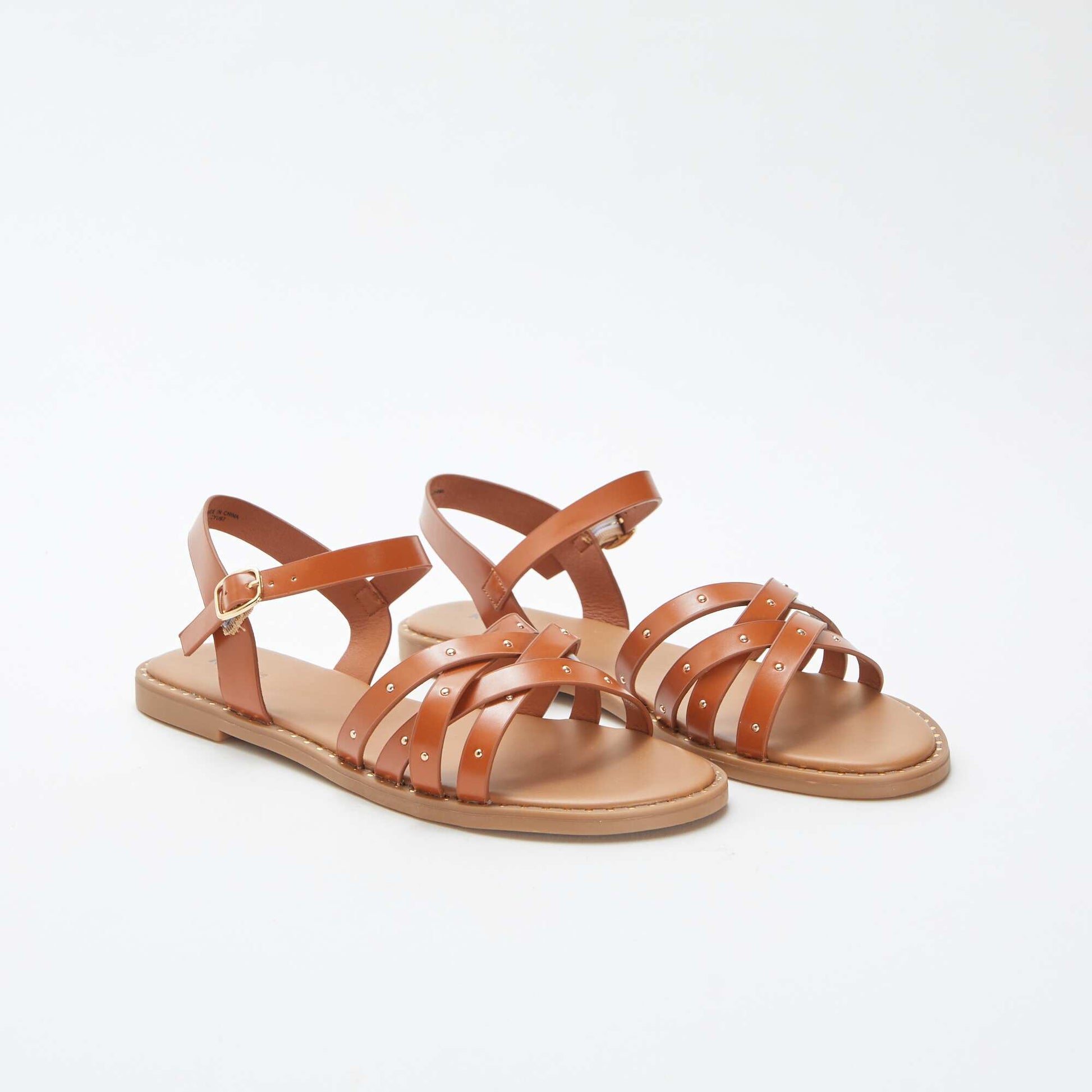 Sandales à brides cloutées MARRON