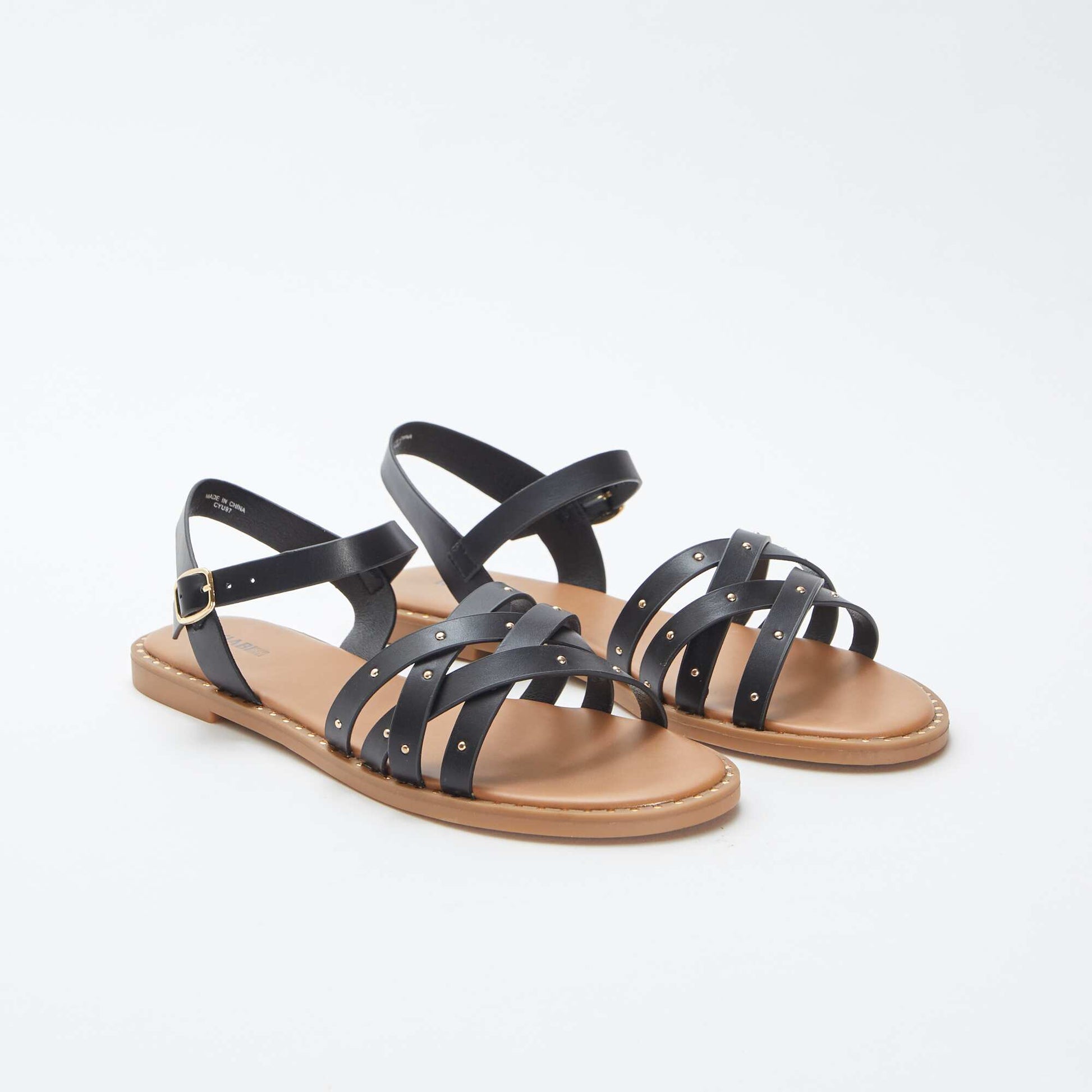 Sandales à brides cloutées NOIR