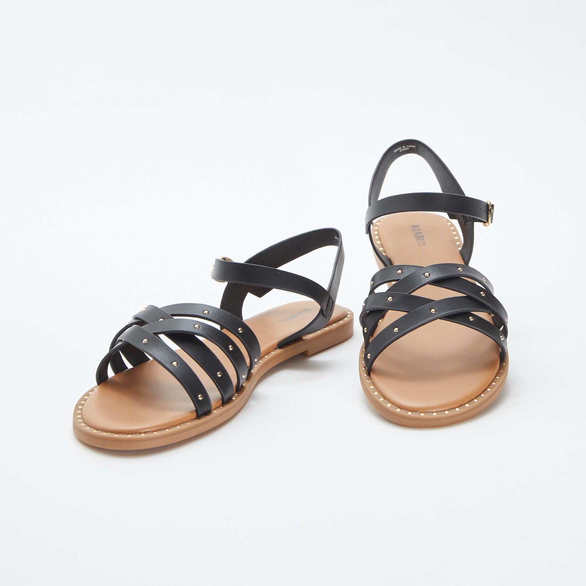 Sandales à brides cloutées NOIR