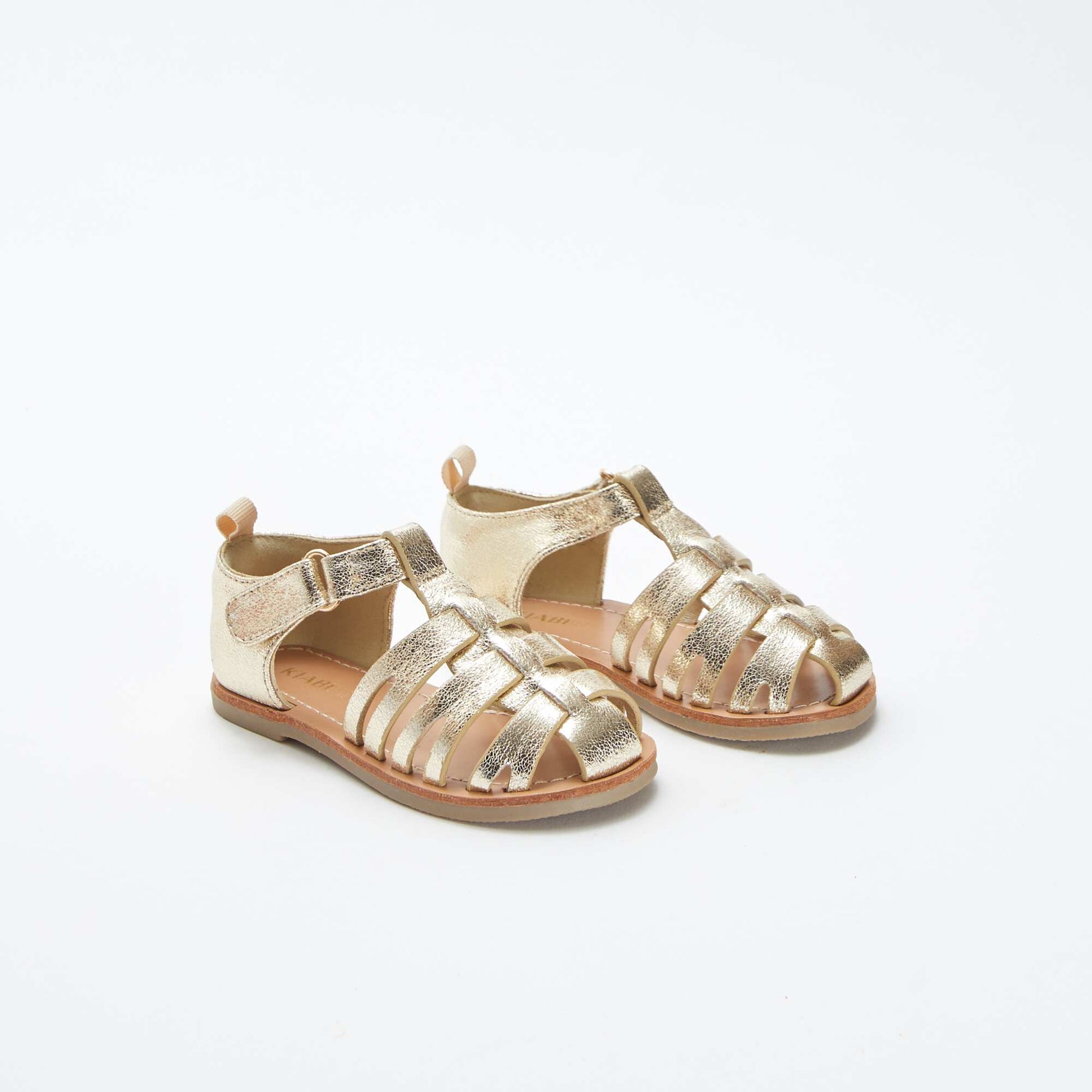 Sandales dorées à scratchs BEIGE