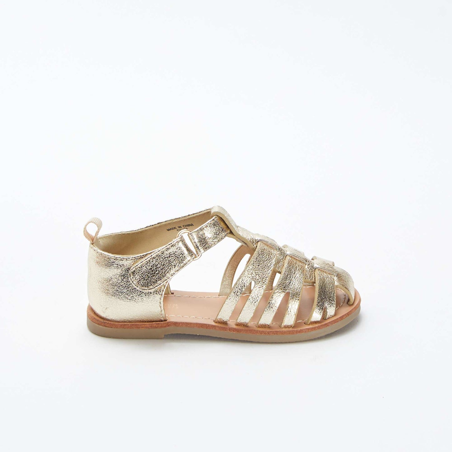Sandales dorées à scratchs BEIGE
