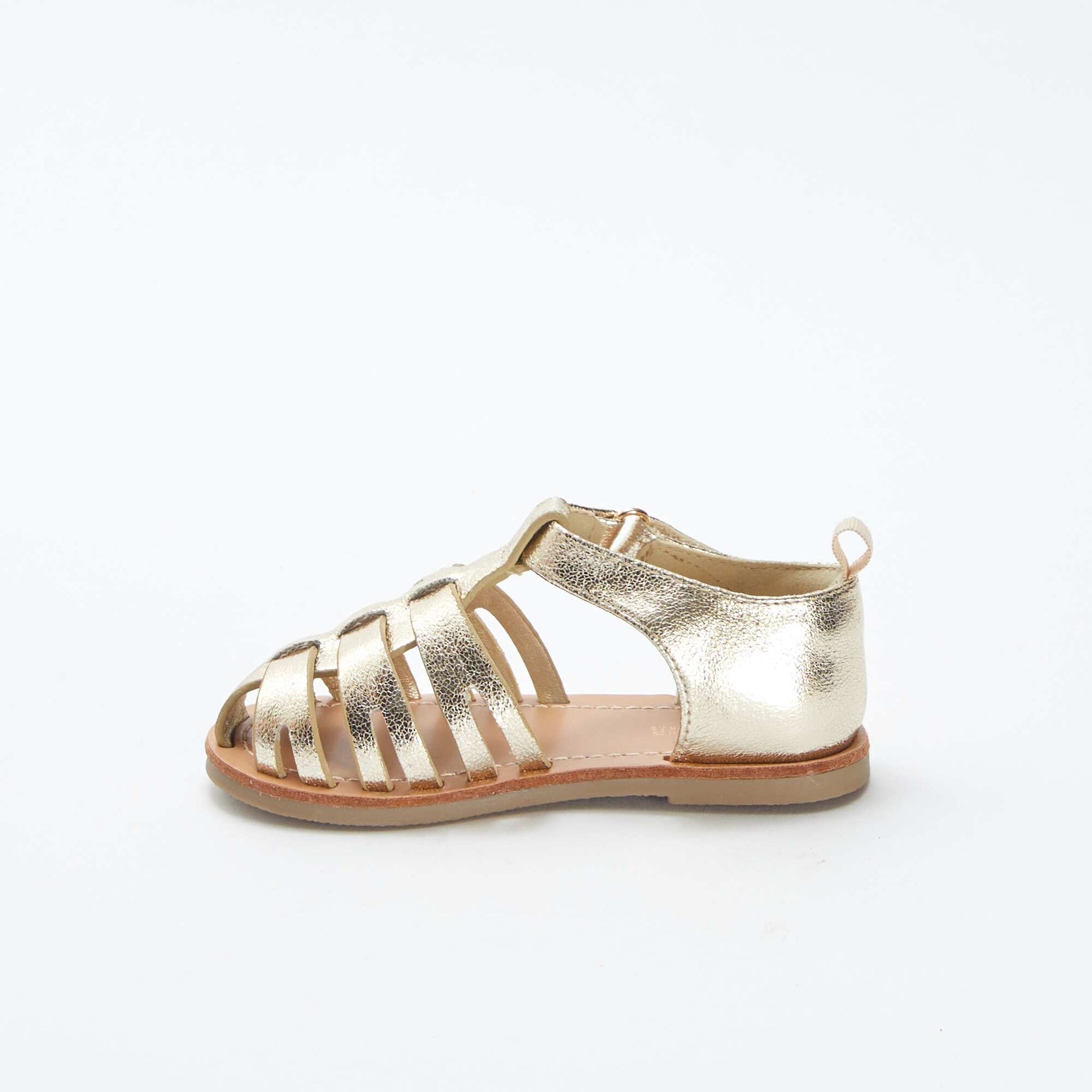 Sandales dorées à scratchs BEIGE