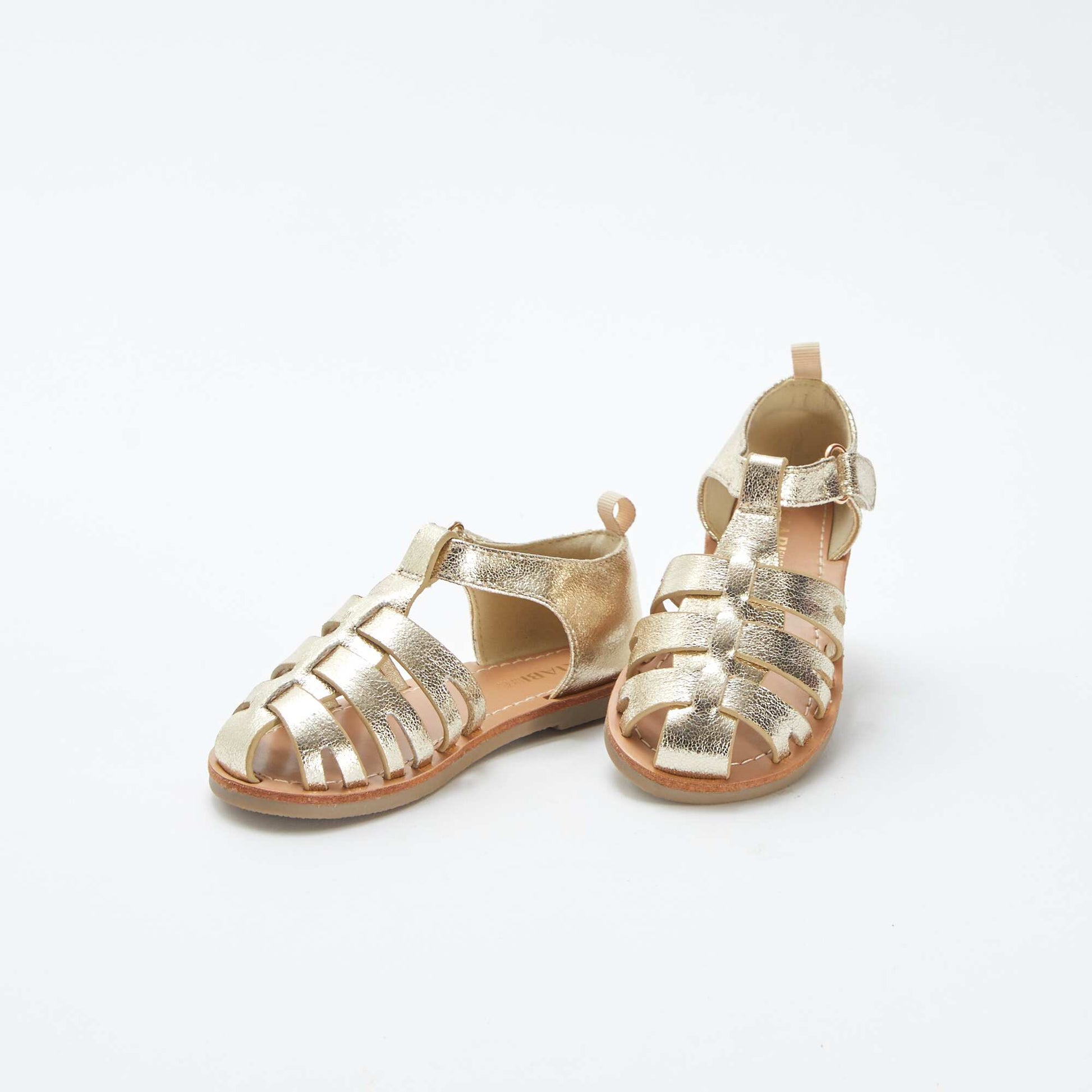 Sandales dorées à scratchs BEIGE