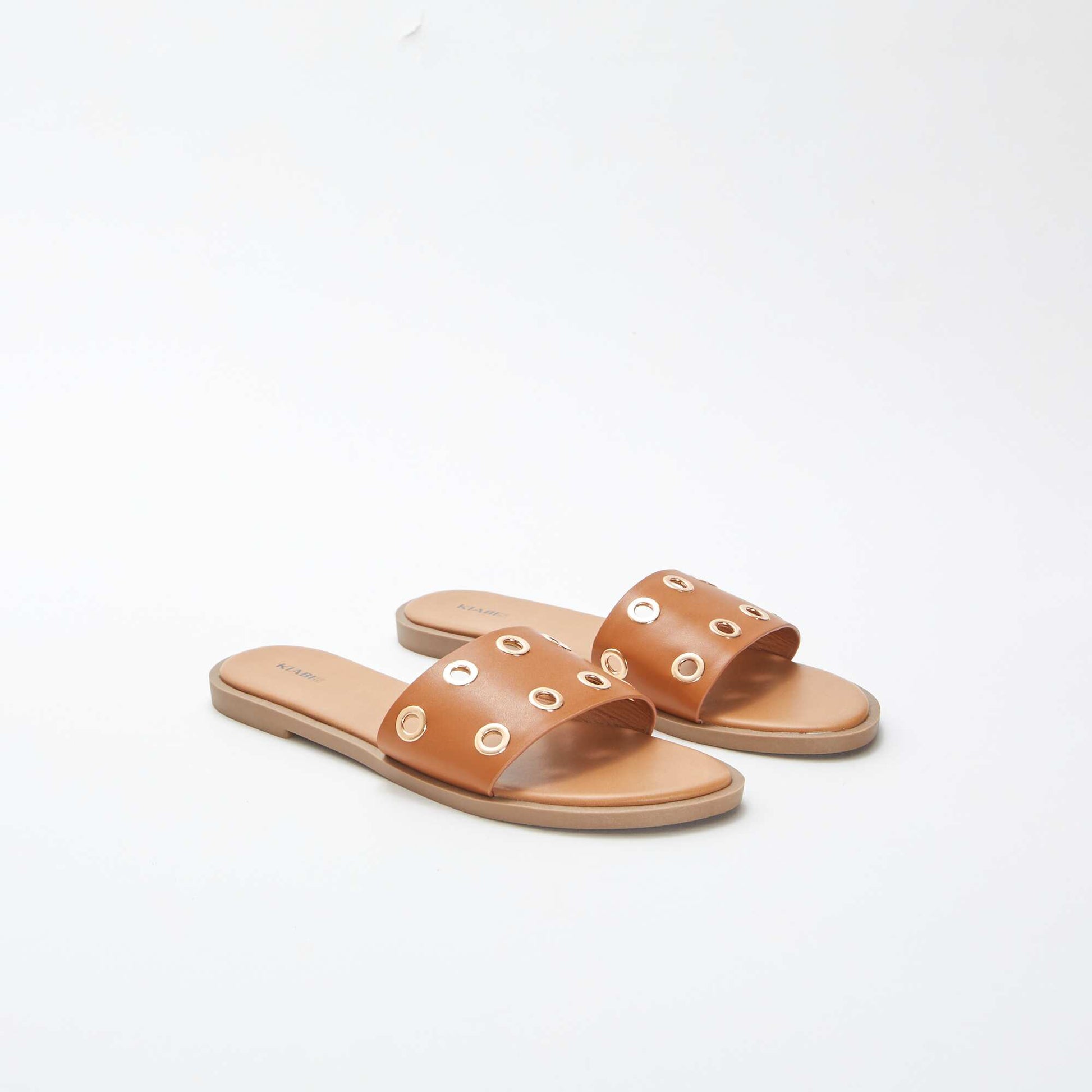 Mules plates avec brides à œillets MARRON