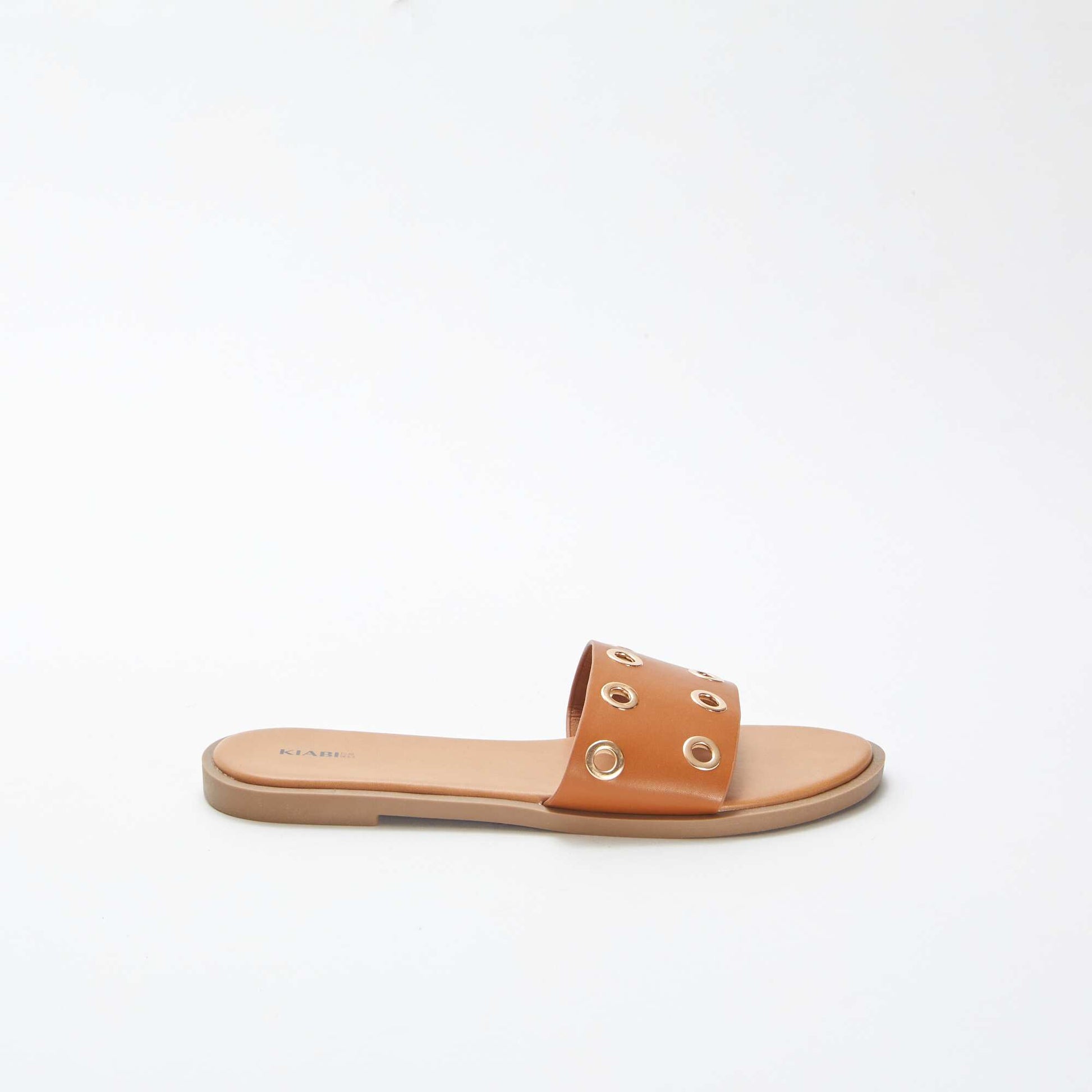 Mules plates avec brides à œillets MARRON