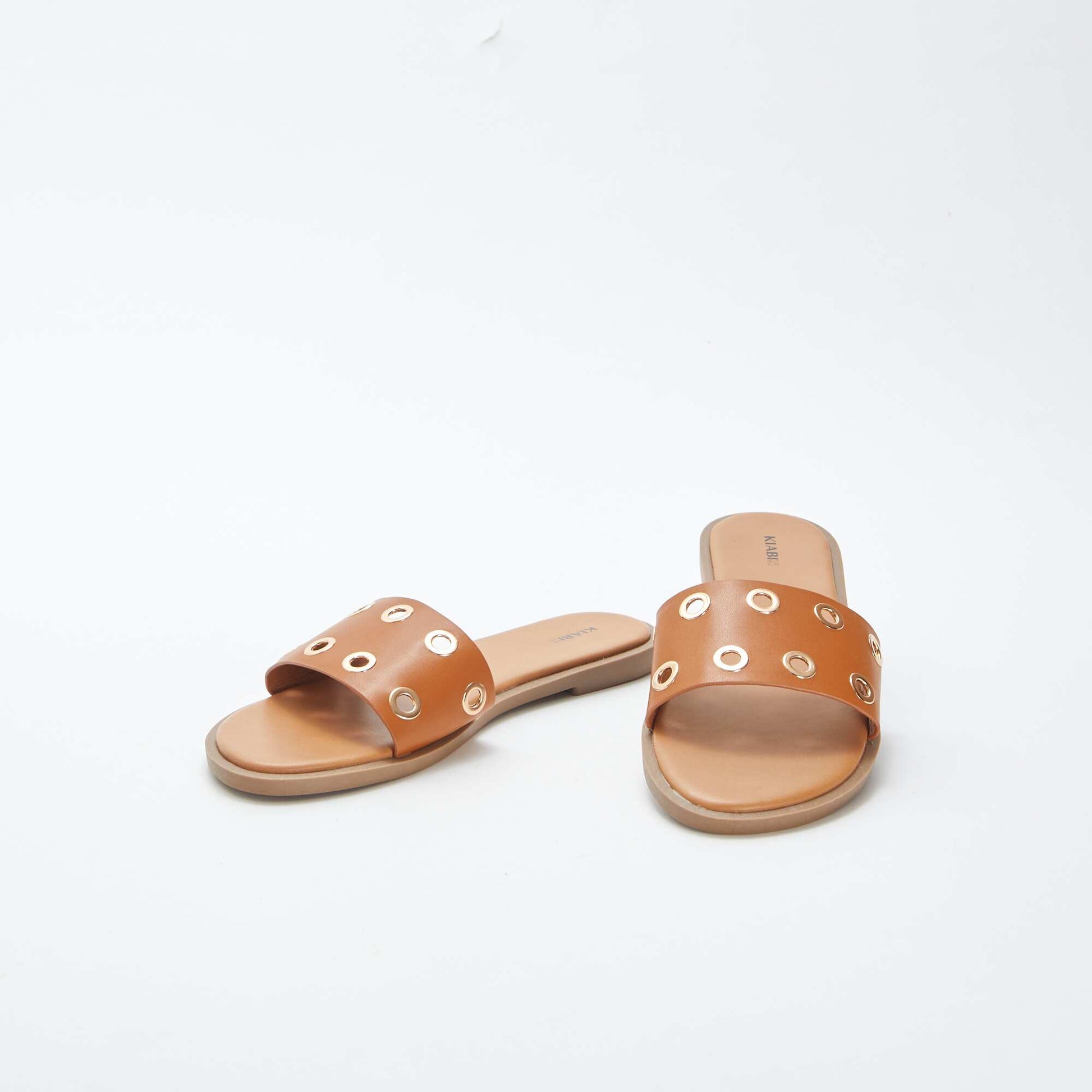 Mules plates avec brides à œillets MARRON
