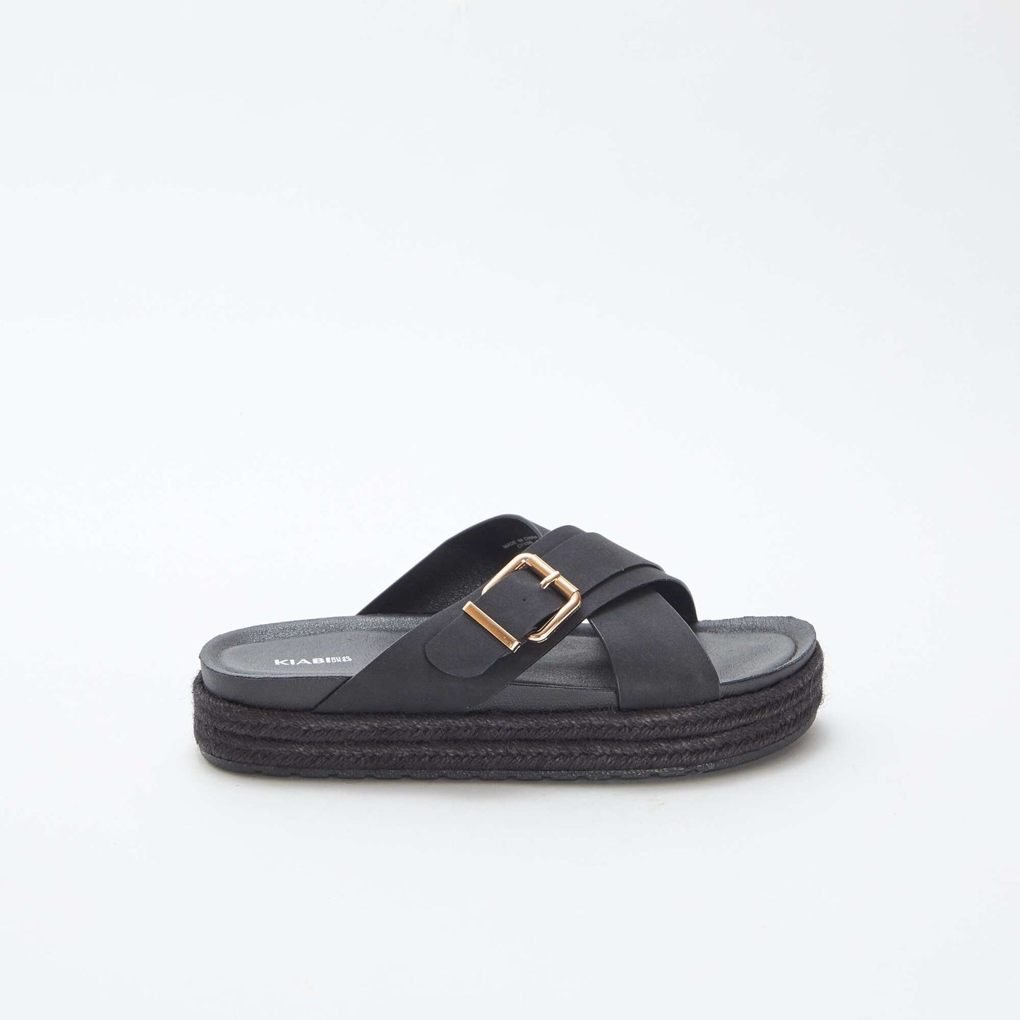 Mules compensées avec semelles en cordes NOIR