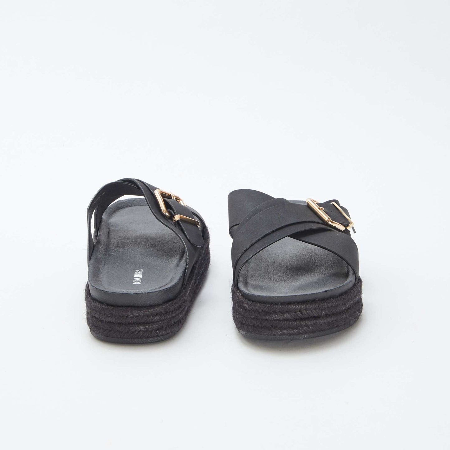 Mules compensées avec semelles en cordes NOIR