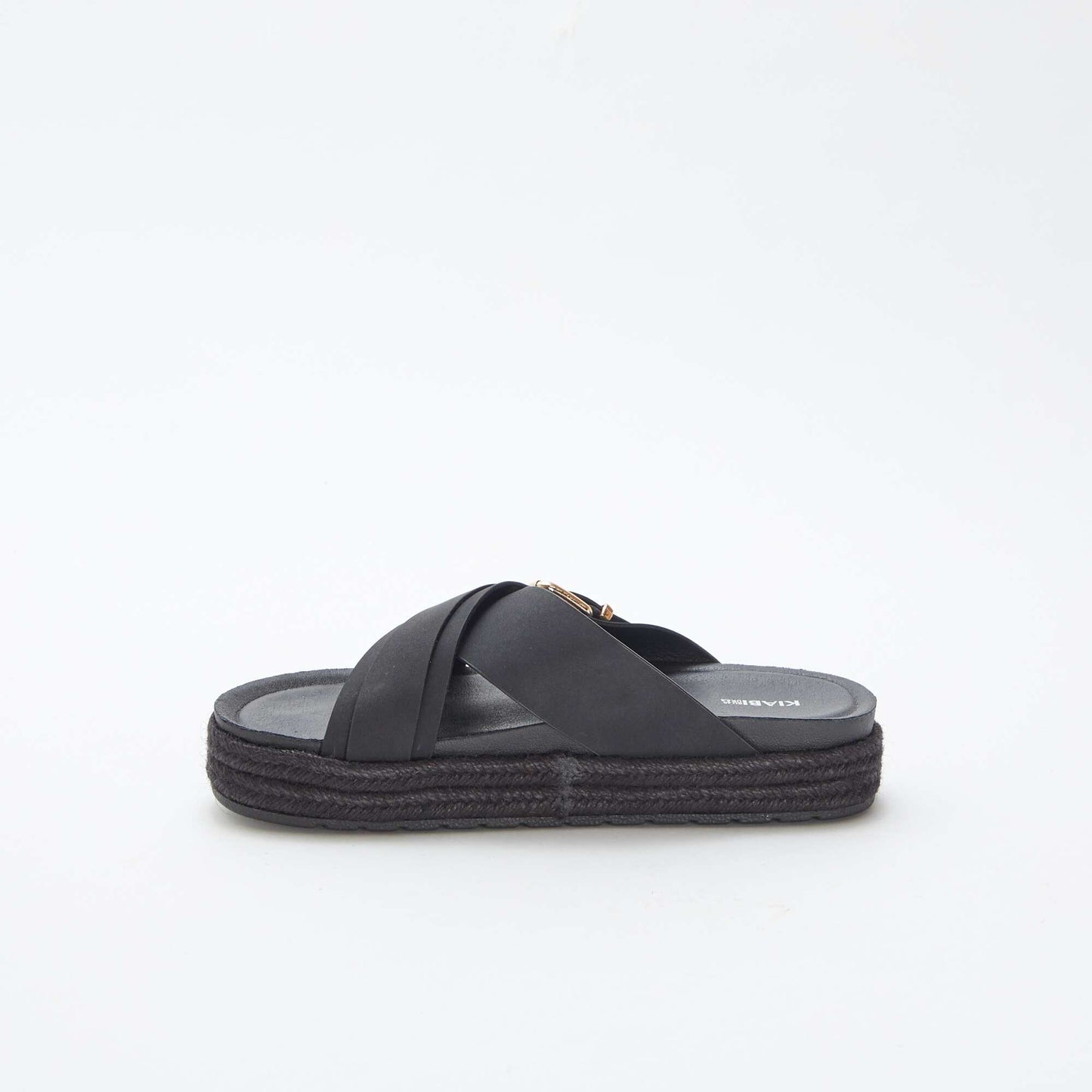 Mules compensées avec semelles en cordes NOIR
