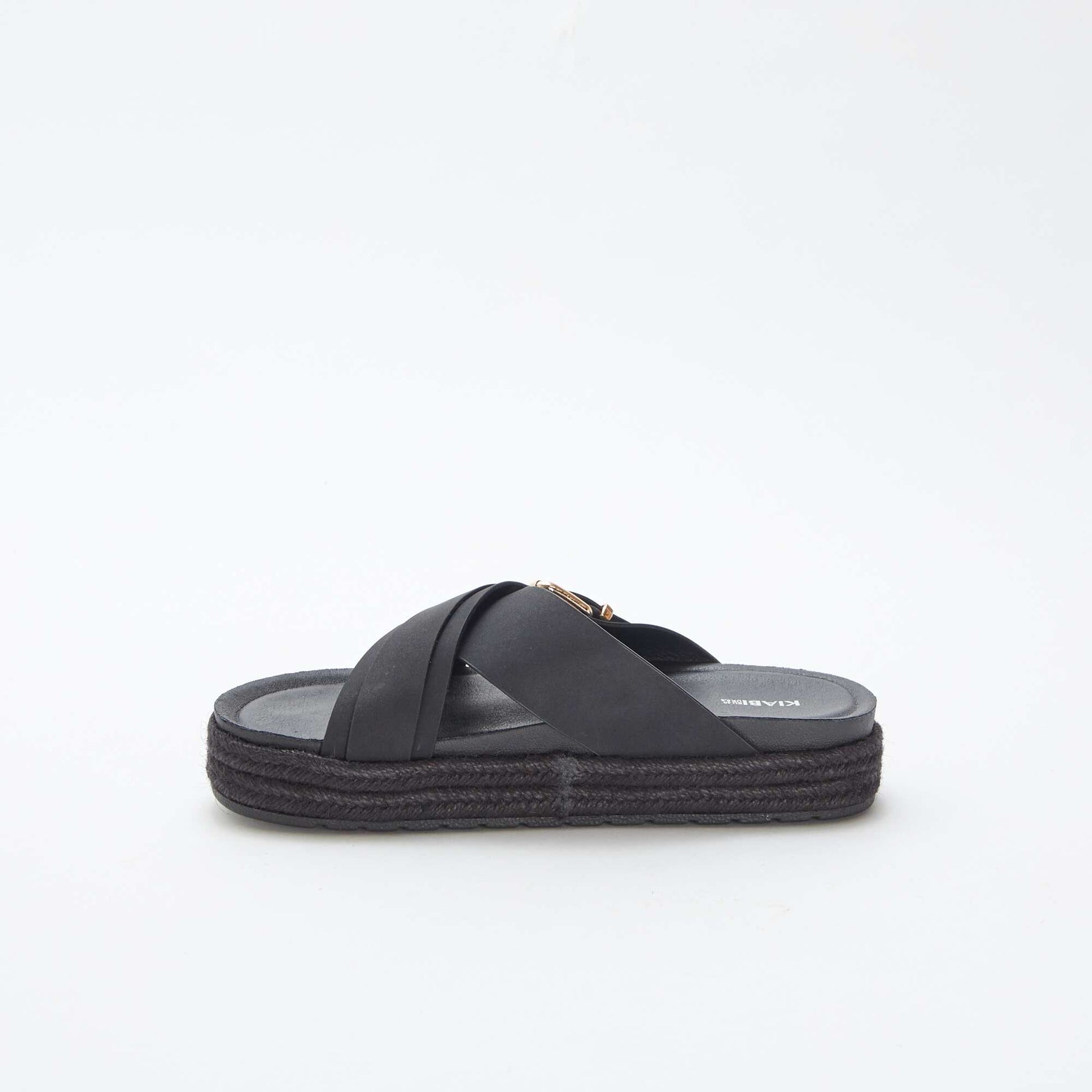 Mules compensées avec semelles en cordes NOIR