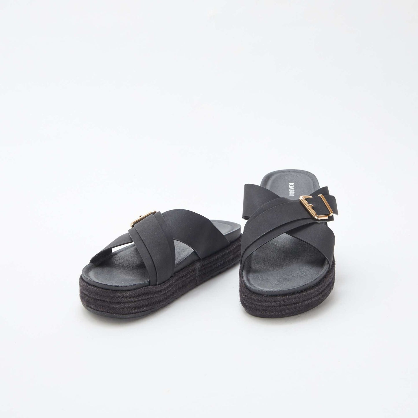 Mules compensées avec semelles en cordes NOIR