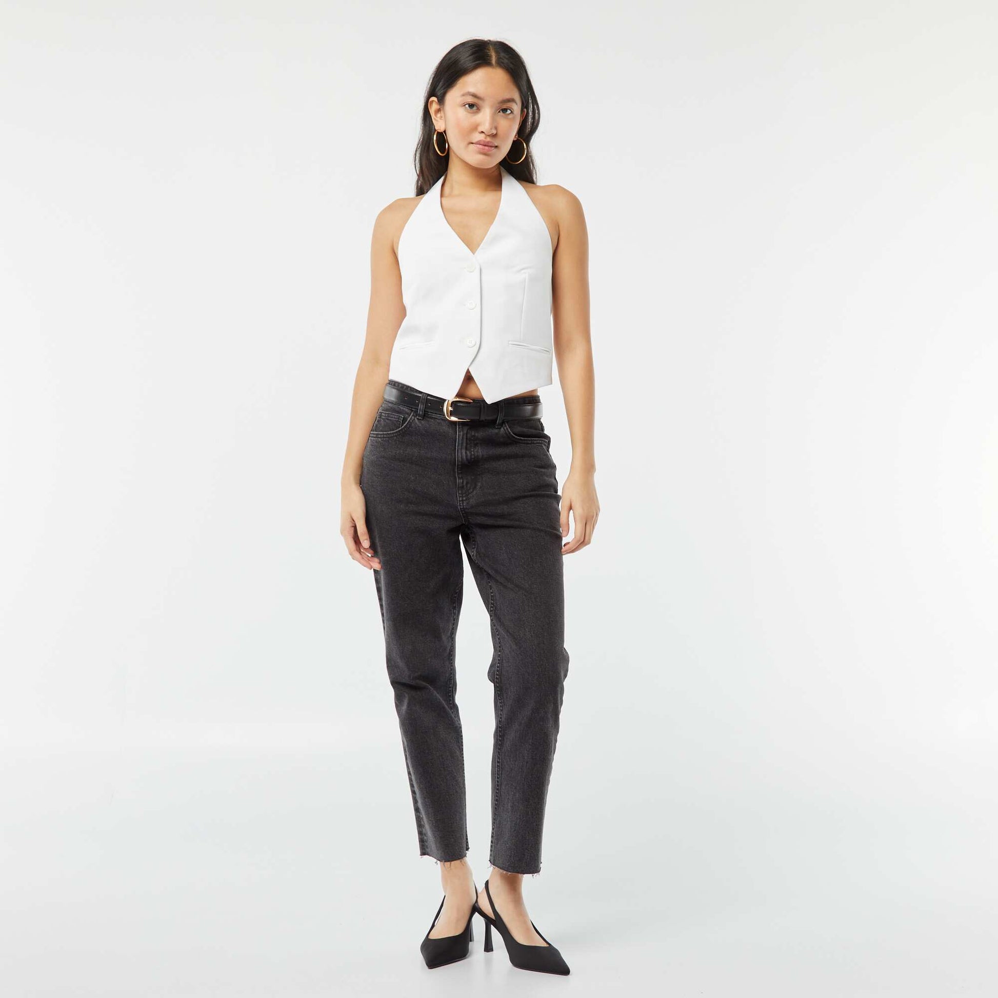 Veste sans manches avec dos ouvert BLANC
