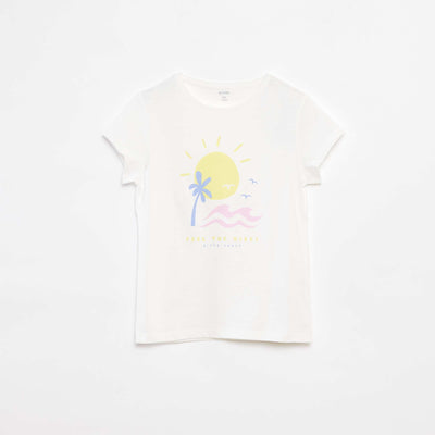 T-shirt imprimé fantaisie BLANC
