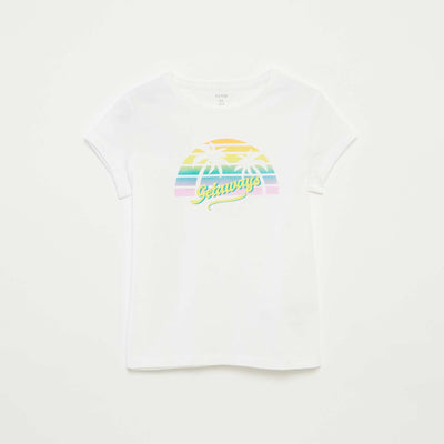 T-shirt imprimé fantaisie BLANC