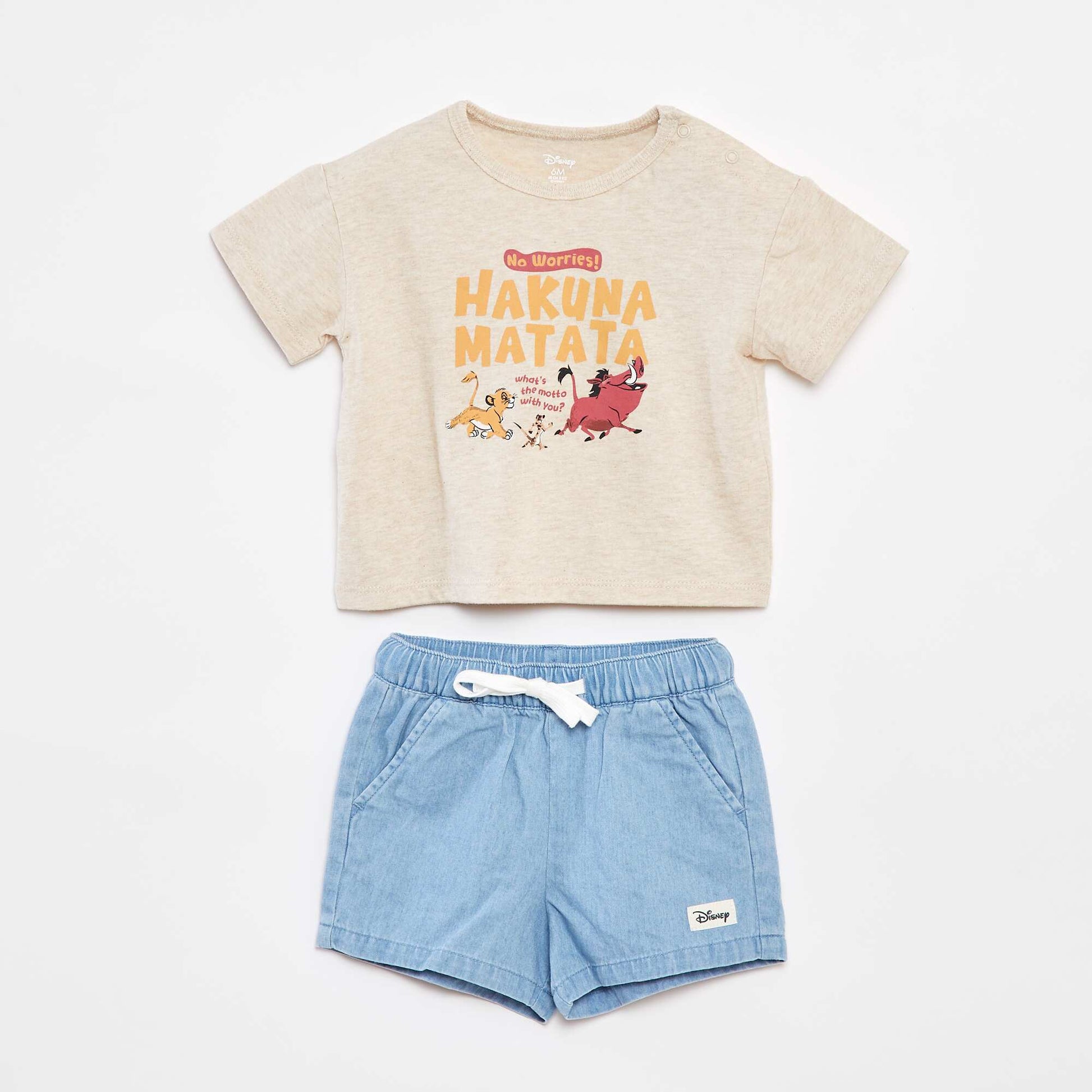 Ensemble tee-shirt + short 'Le Roi Lion' BEIGE