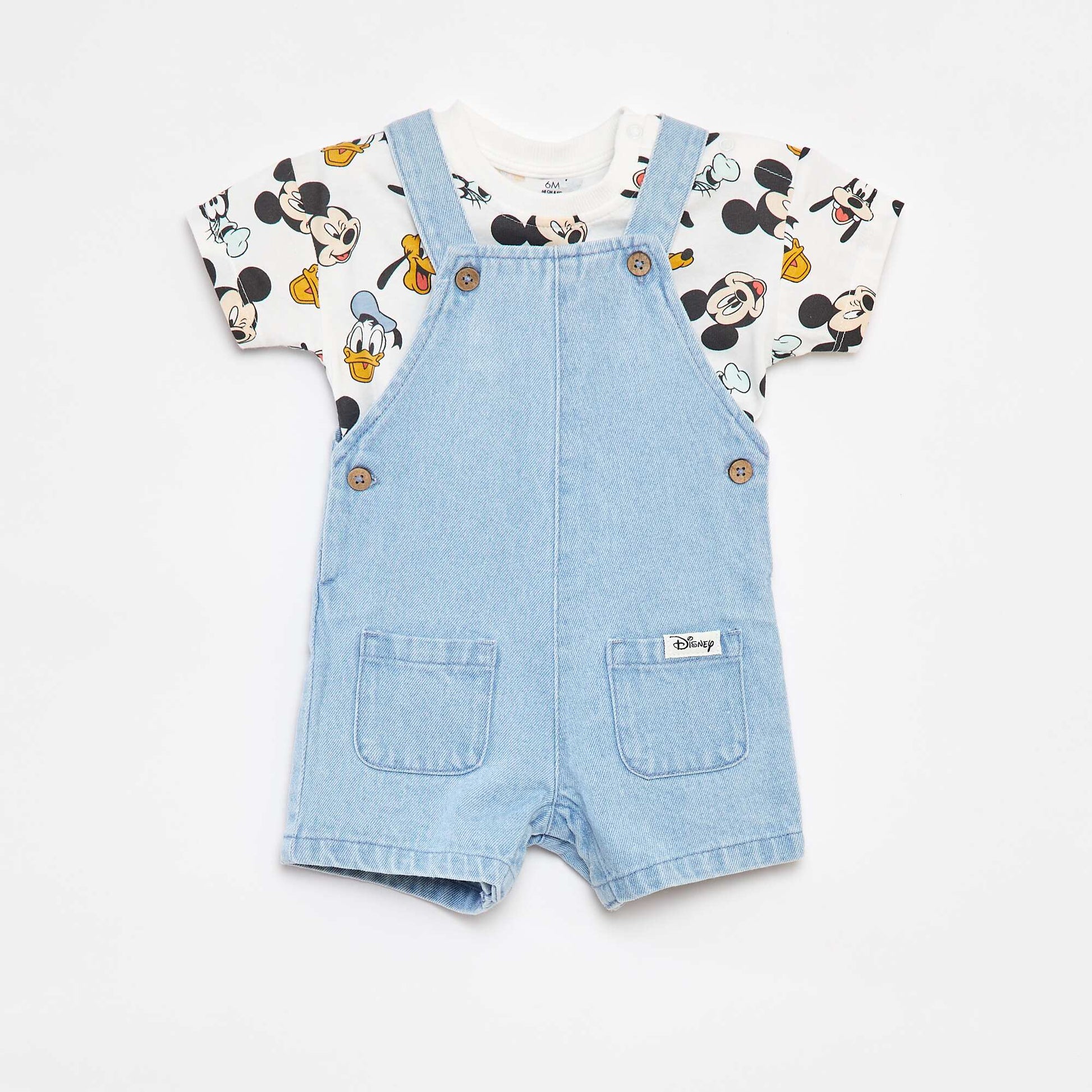 Ensemble t-shirt + salopette en jean 'Disney' - 2 pièces BLANC