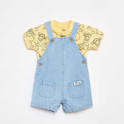 Ensemble t-shirt + salopette en jean 'Disney' - 2 pièces JAUNE