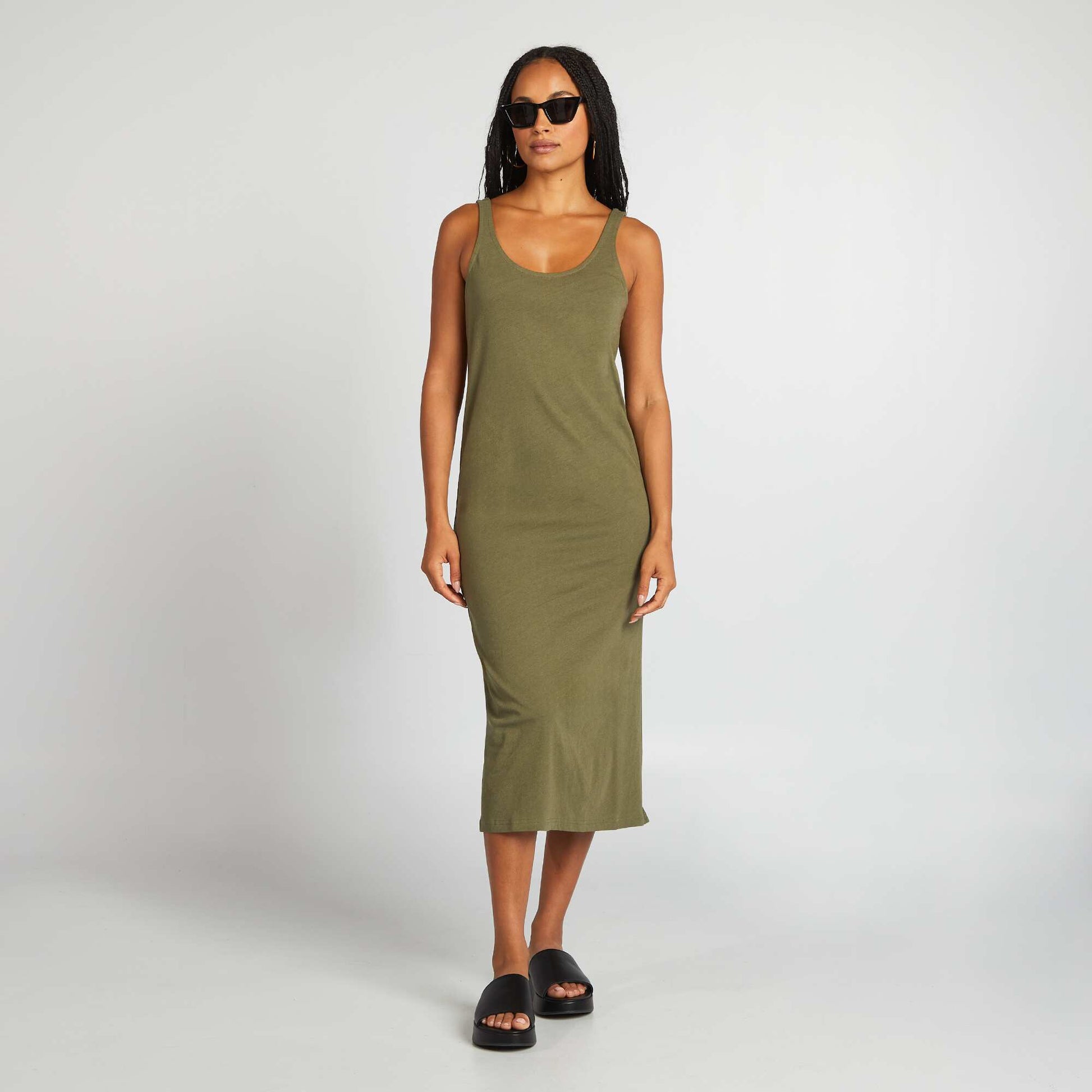 Robe longue de plage lin KAKI