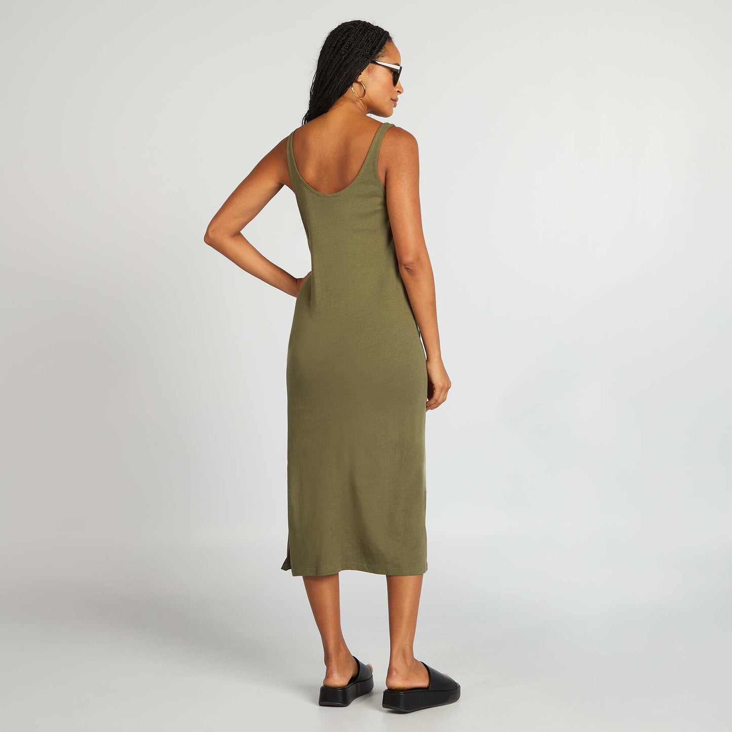 Robe longue de plage lin KAKI