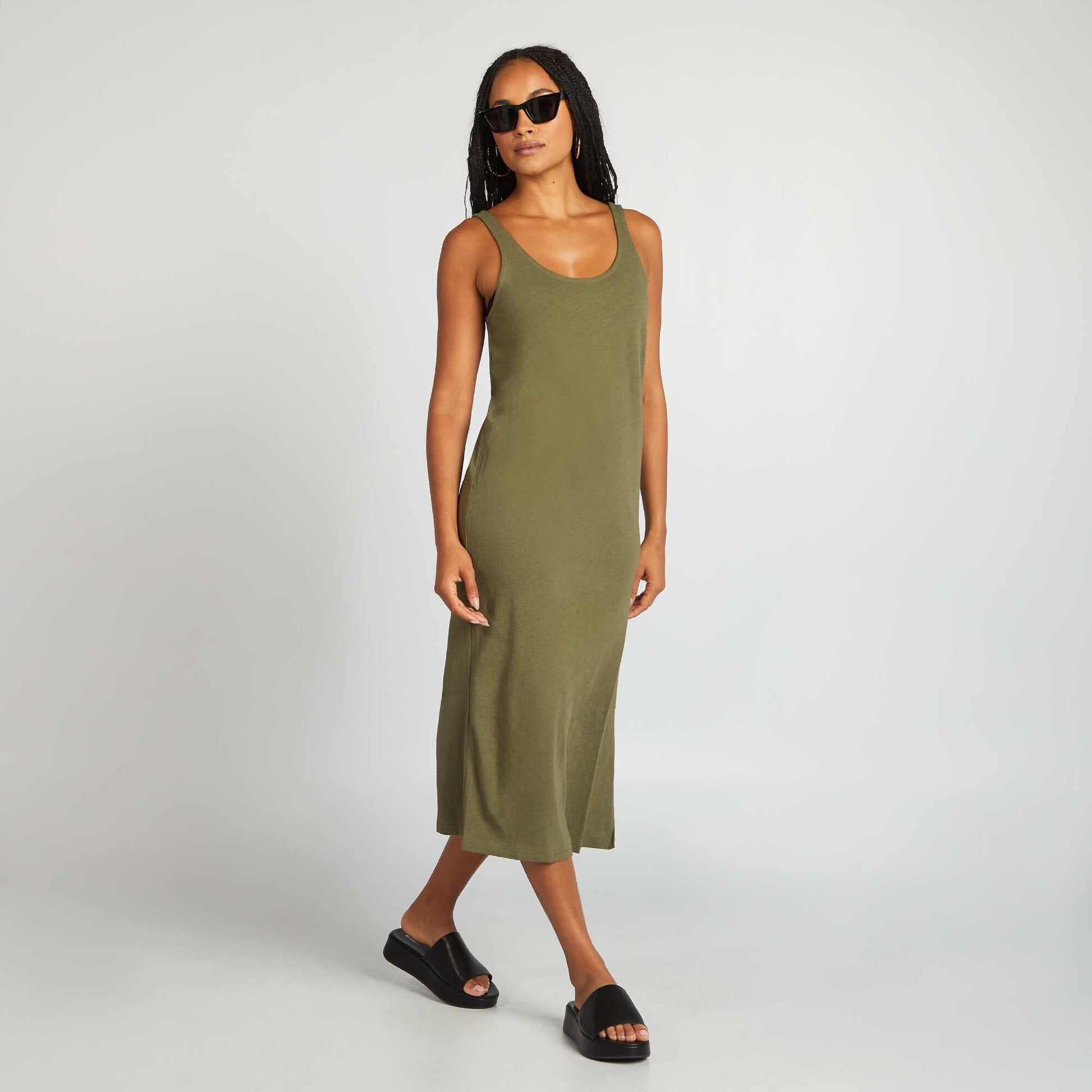 Robe longue de plage lin KAKI