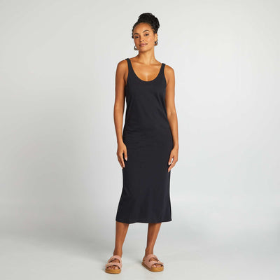 Robe longue de plage lin NOIR