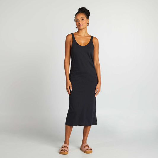Robe longue de plage lin NOIR