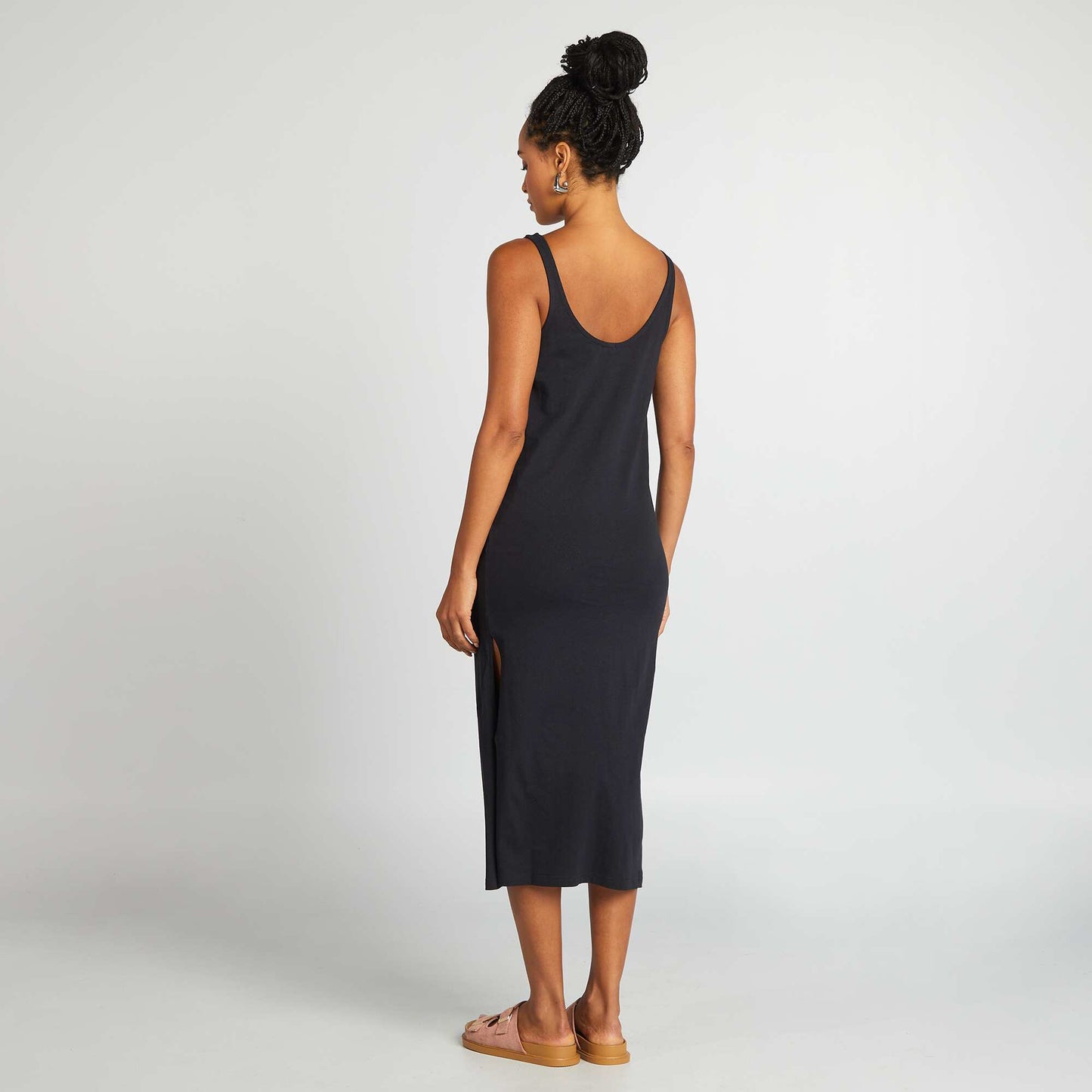 Robe longue de plage lin NOIR