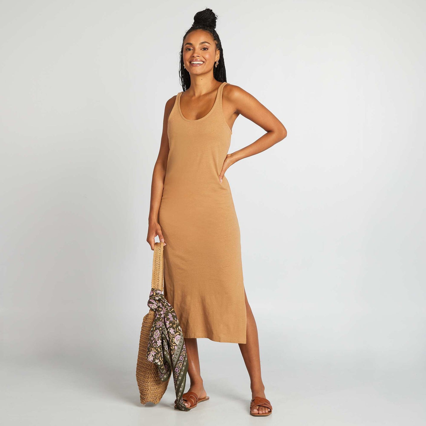 Robe longue de plage lin BEIGE