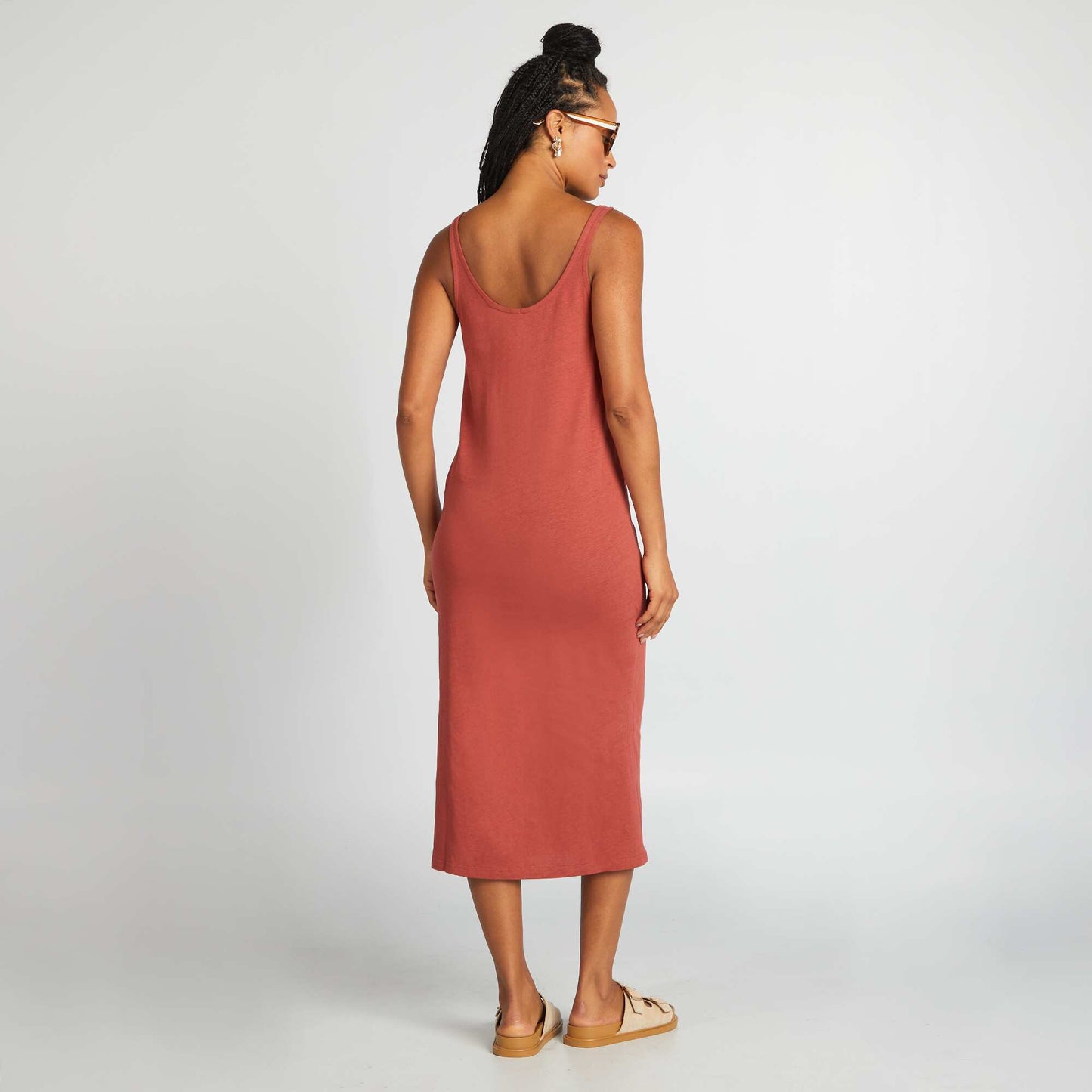 Robe longue de plage lin ROUGE