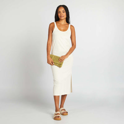 Robe longue de plage lin BLANC