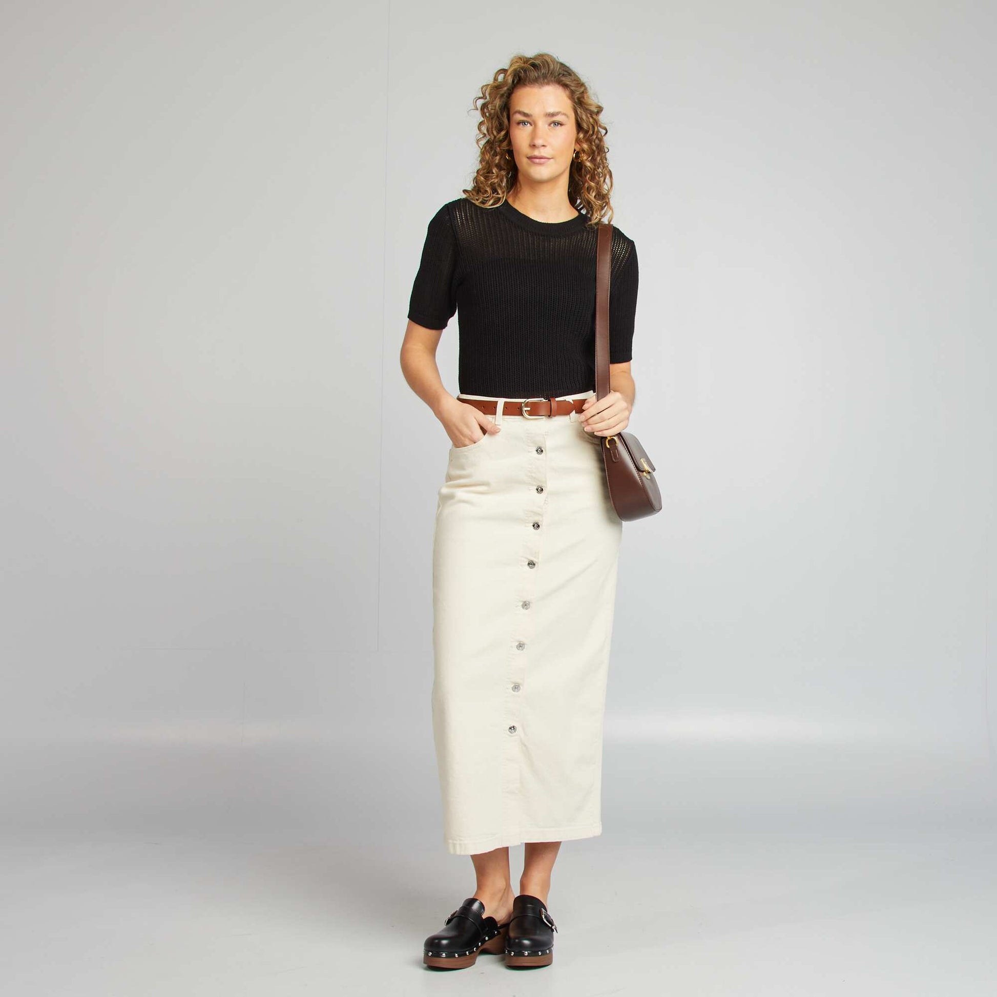 Pull en maille ajourée NOIR