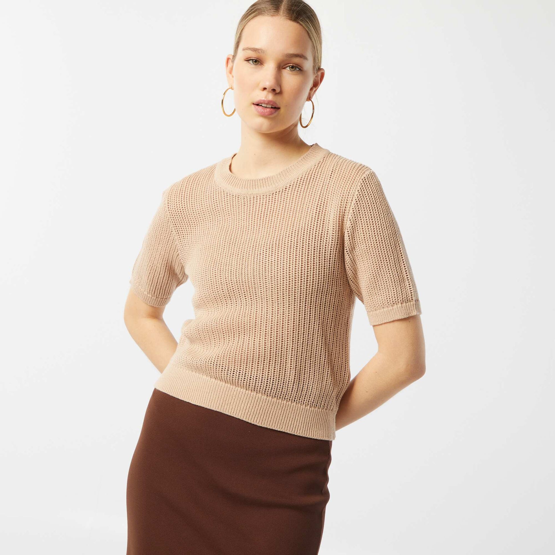 Pull en maille ajourée BEIGE