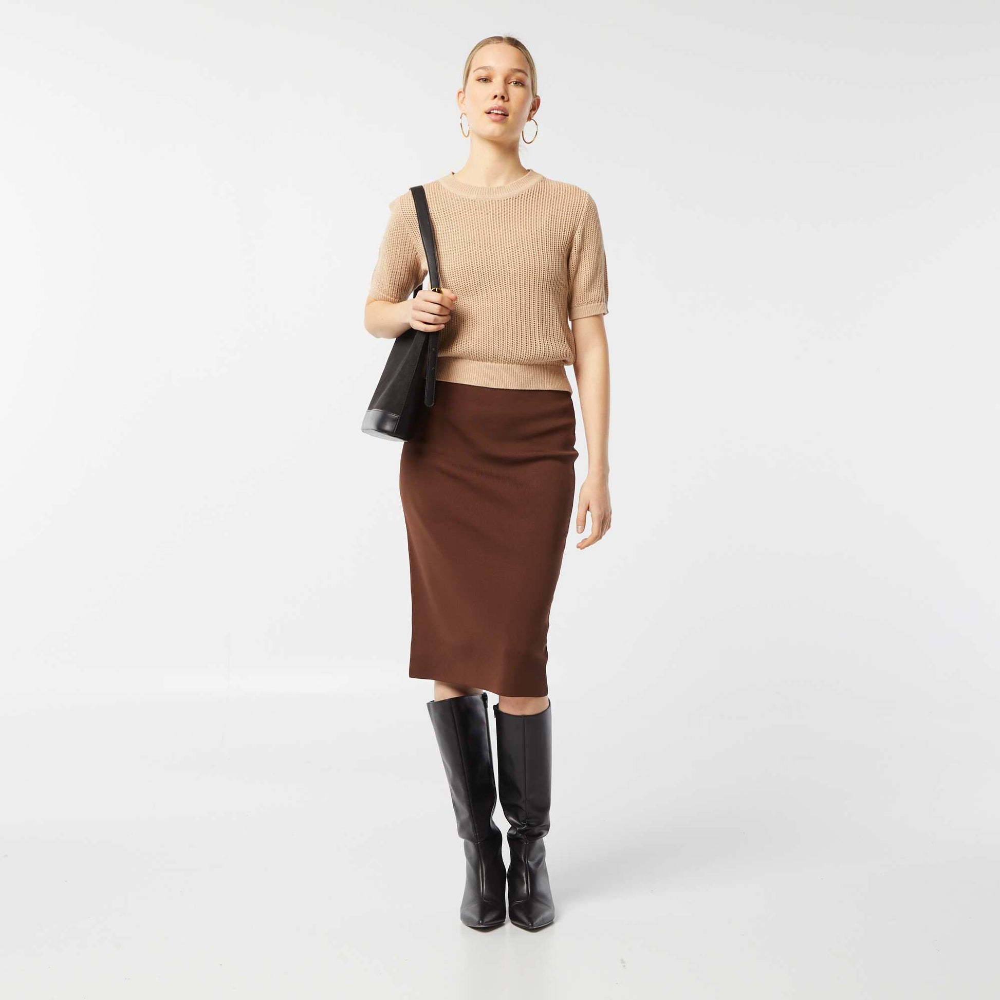 Pull en maille ajourée BEIGE