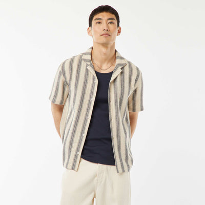 Chemise manches courtes à rayures BLANC