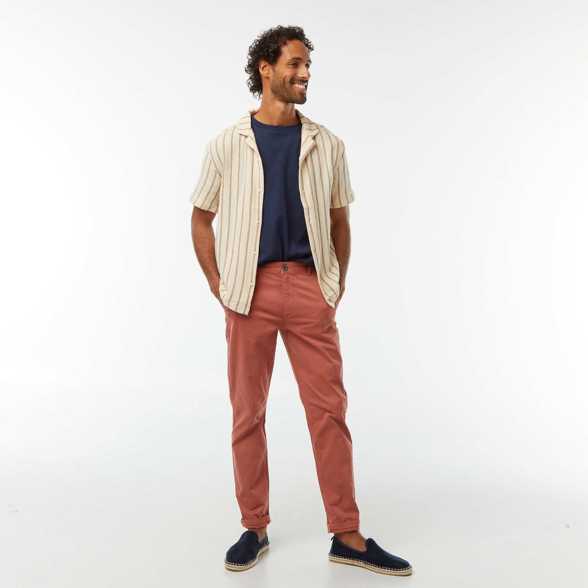 Chemise manches courtes à rayures BLANC