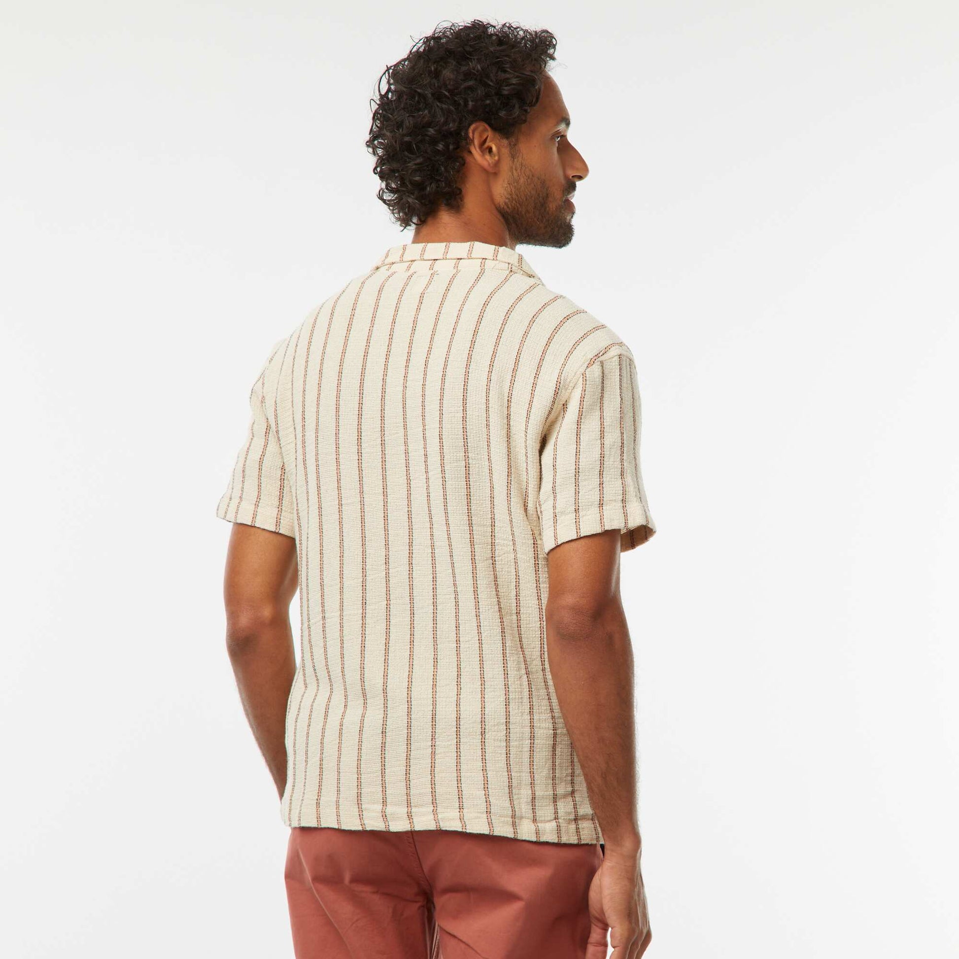 Chemise manches courtes à rayures BLANC