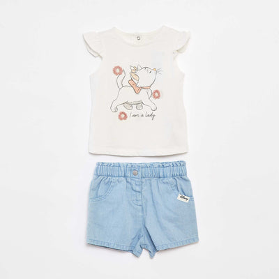 Ensemble débardeur + short imprimé 'Marie' BLANC