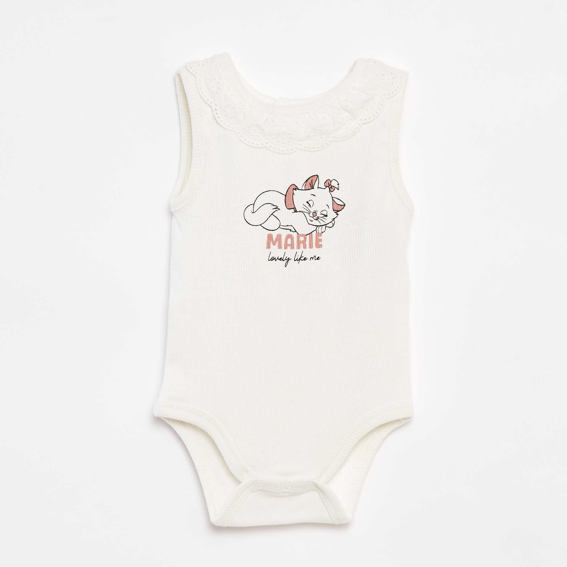 Body côtelé avec col brodé 'Disney' BLANC