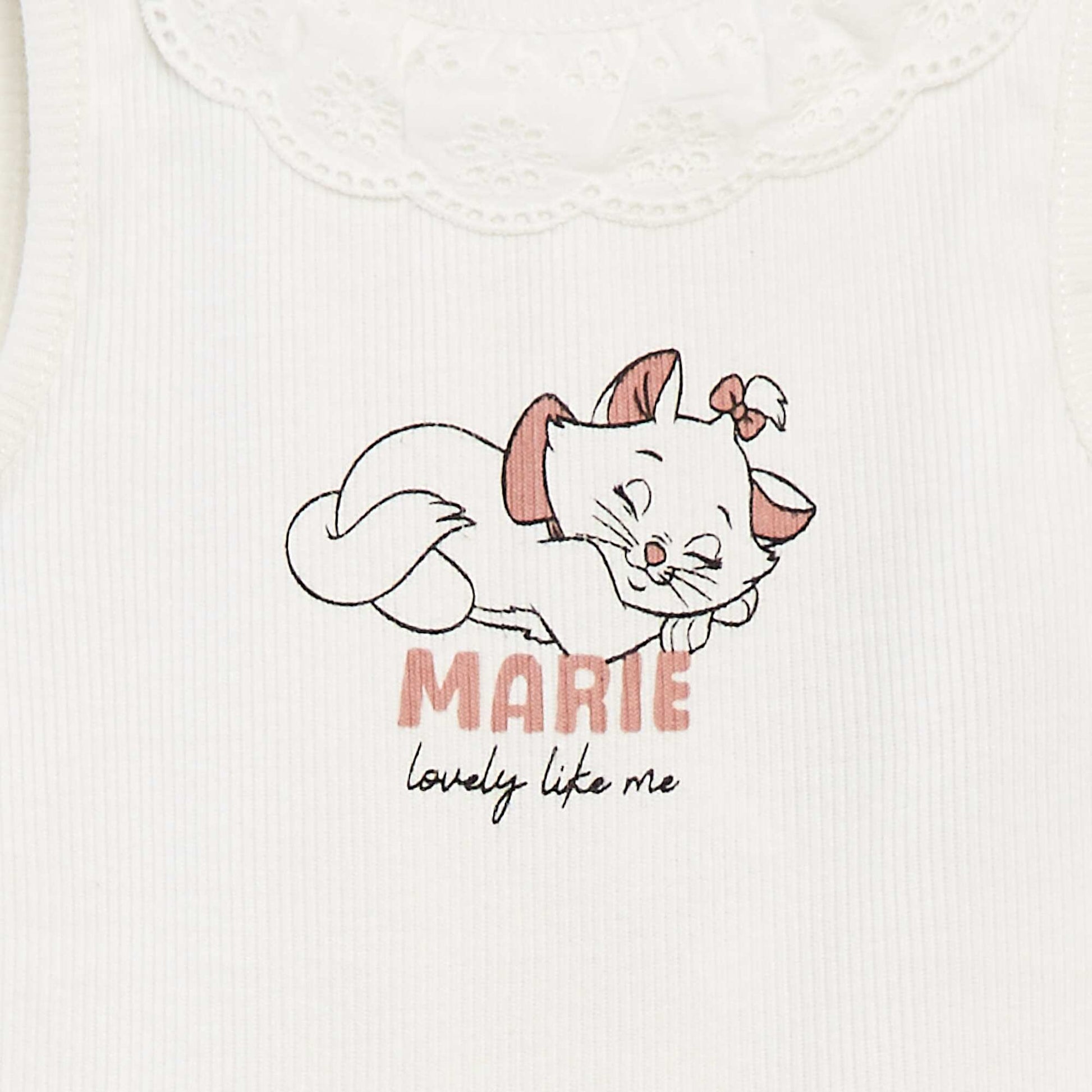 Body côtelé avec col brodé 'Disney' BLANC