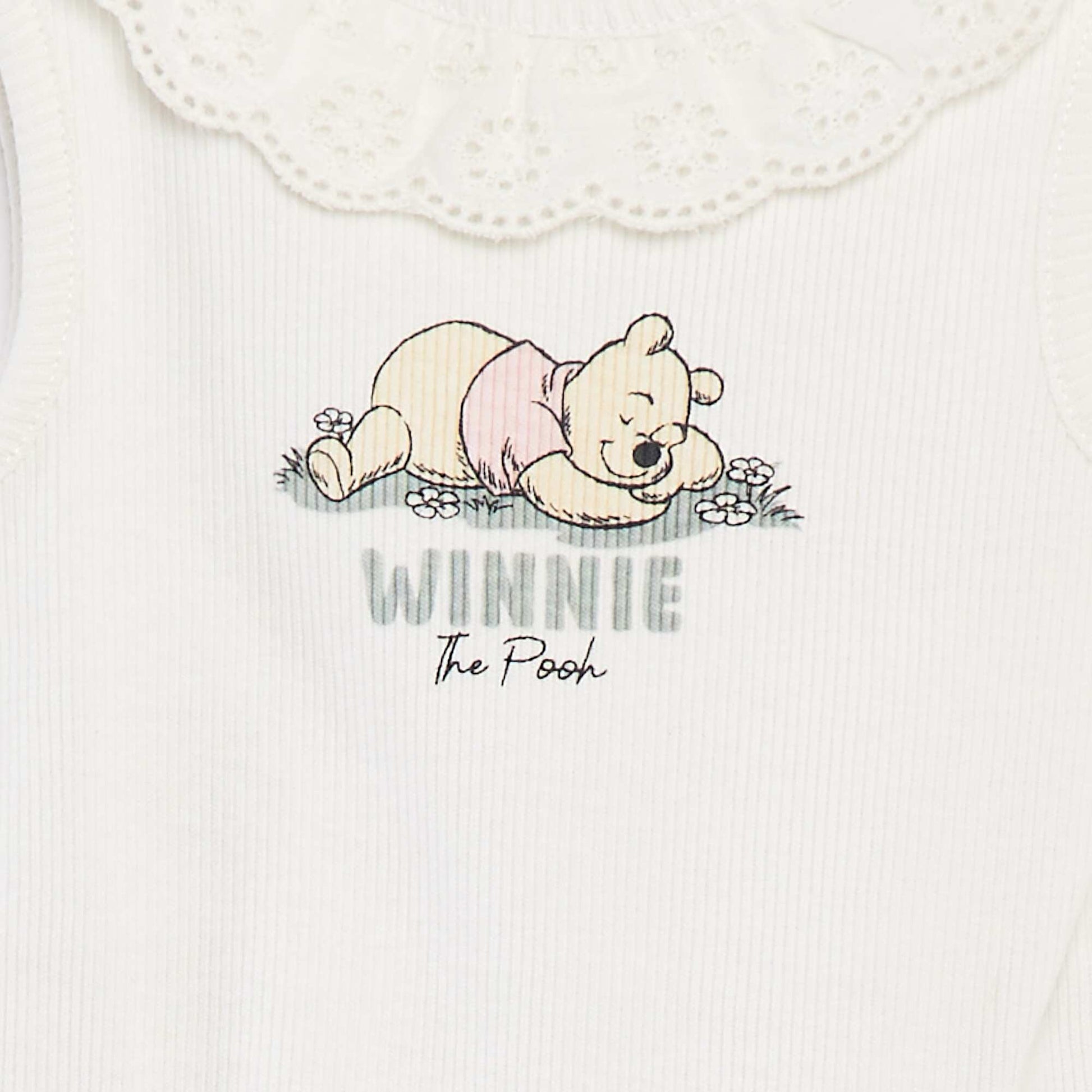 Body côtelé avec col brodé 'Disney' BLANC