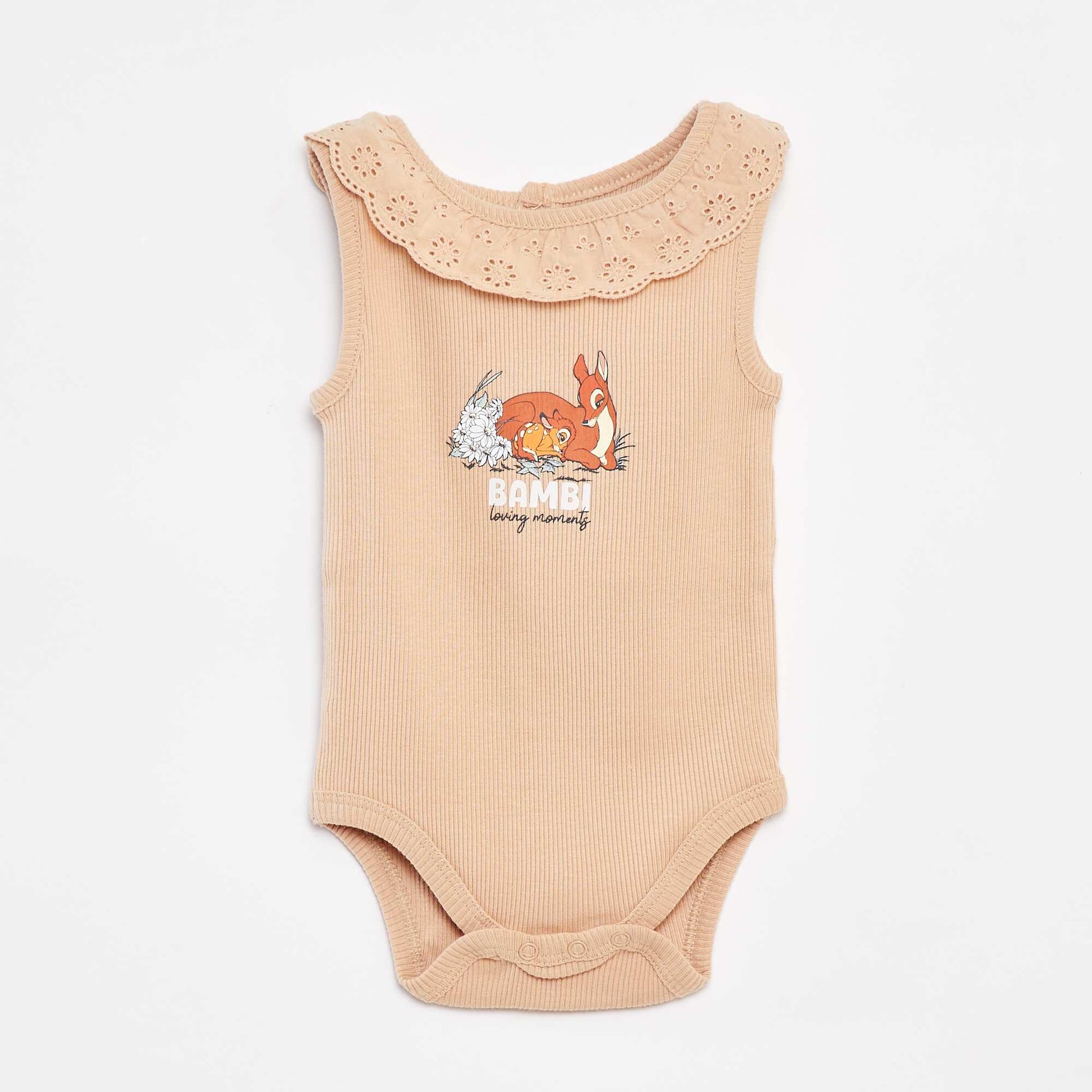 Body côtelé avec col brodé 'Disney' BEIGE