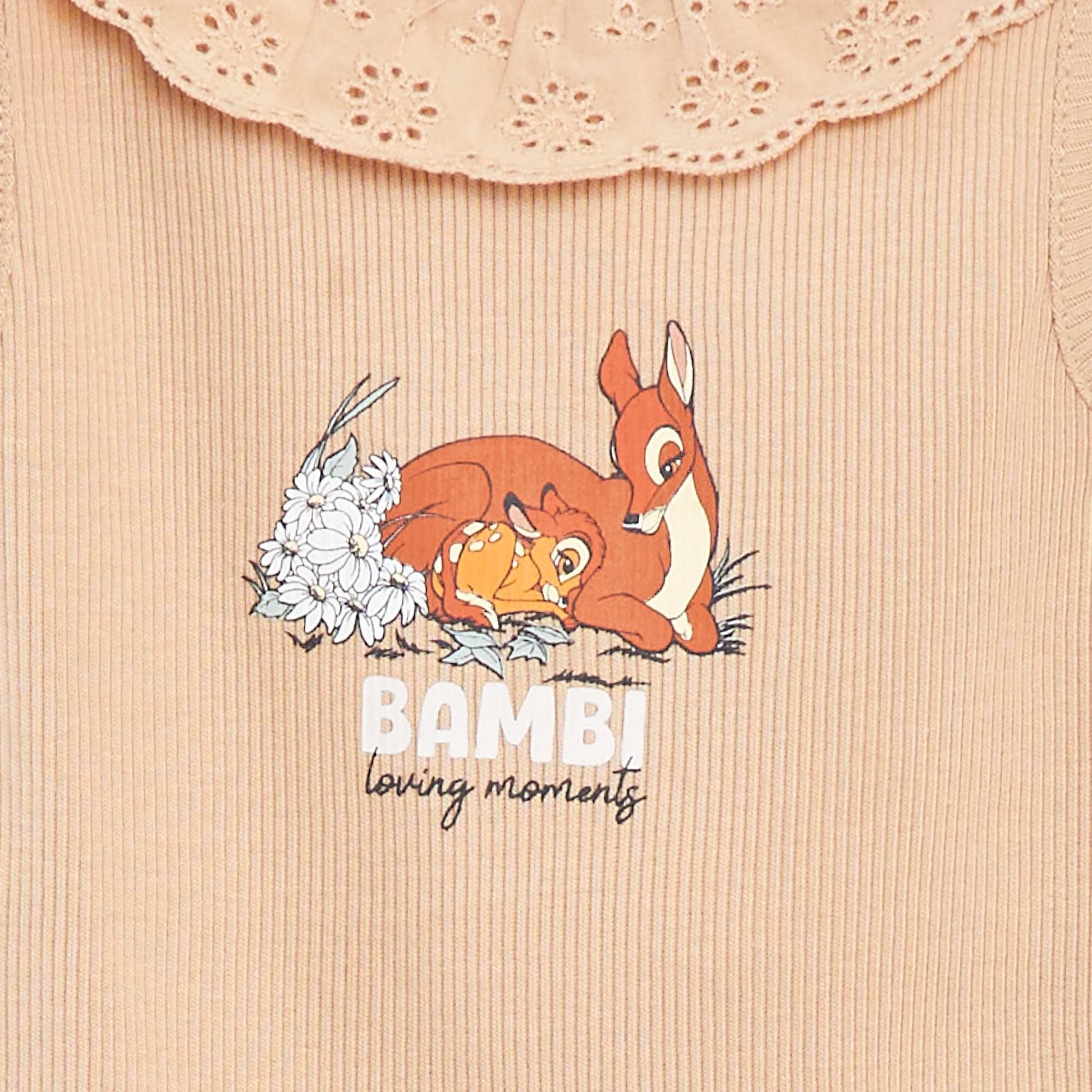Body côtelé avec col brodé 'Disney' BEIGE