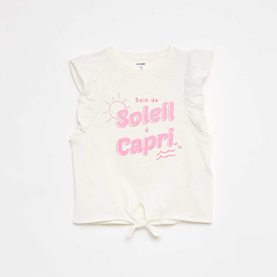 T-shirt fantaisie en coton BLANC