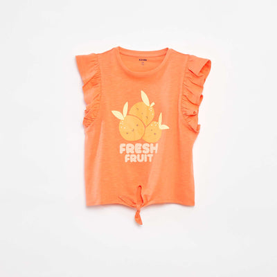 T-shirt fantaisie en coton ORANGE