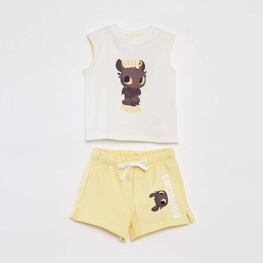 Ensemble t-shirt sans manches + short 'Dragons' 'Universal' JAUNE