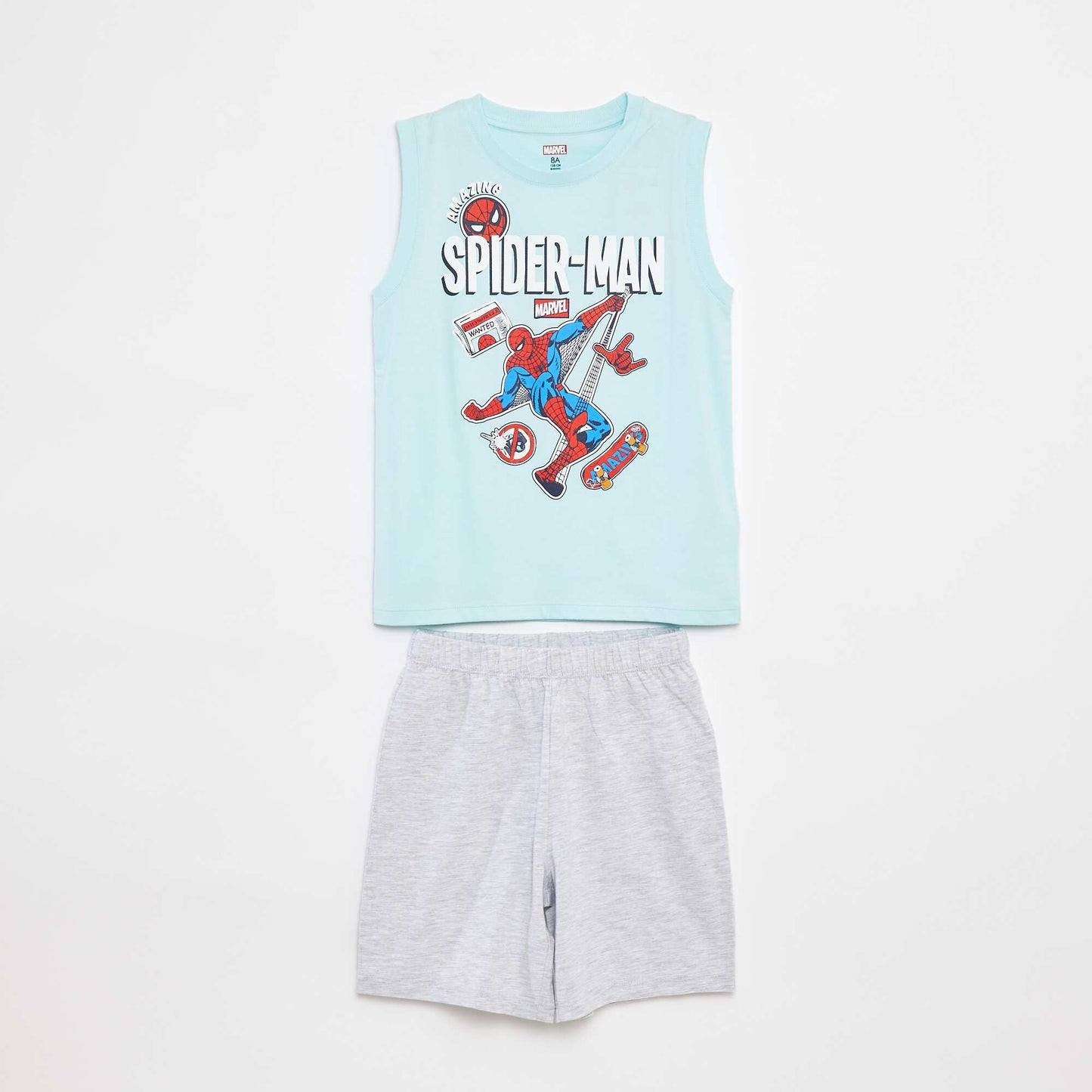Pyjama court t-shirt sans manches + short 'Spiderman' 'Marvel' - 2 pièces BLEU