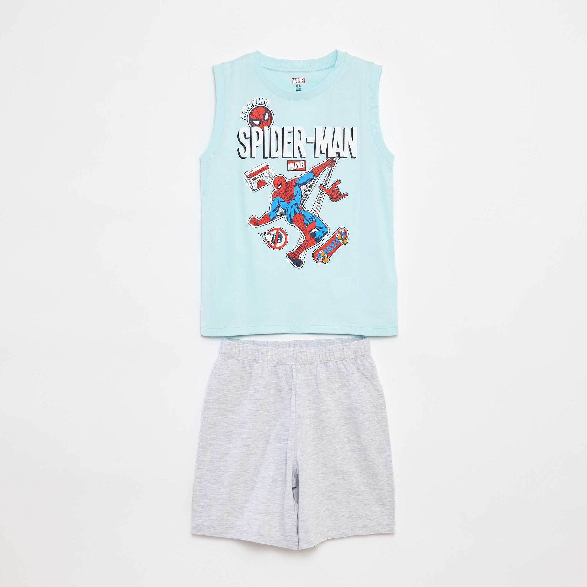 Pyjama court t-shirt sans manches + short 'Spiderman' 'Marvel' - 2 pièces BLEU